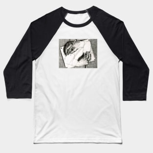 Two Hands Drawing Xilography Baseball T-Shirt